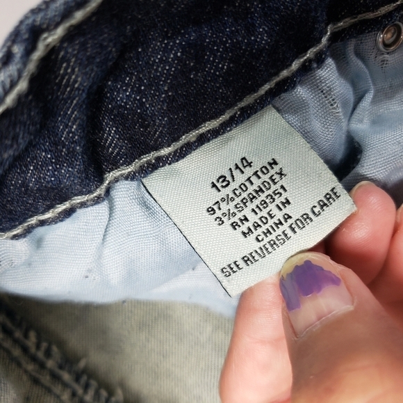 Gumm jeans dark wash straight leg denim jeans embellished pockets size 13-14 - Picture 10 of 14